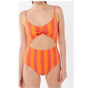Urban Outfitters M NWT swimsuit one piece orange striped cutout sexy monokini